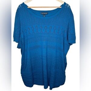 🩷Lane Bryant knit short sleeve top cobalt blue size 22/24